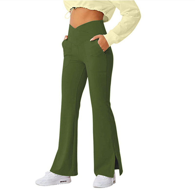 Women's High-Waist Stretch Flare Pants - Nylon Hip-Lifting Skinny Trousers