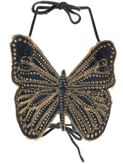 Studded Cotton Vest Suspender Top - Street Style Harness Design