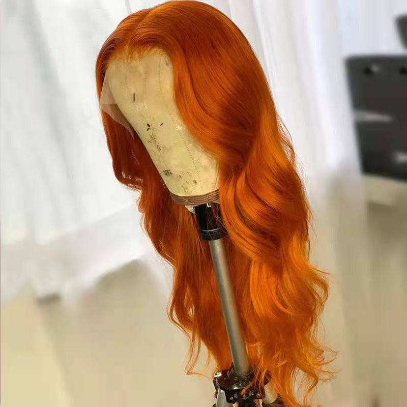 European American Dark Orange Wig Hair Set - Real Human Hair Smooth Exotic Style