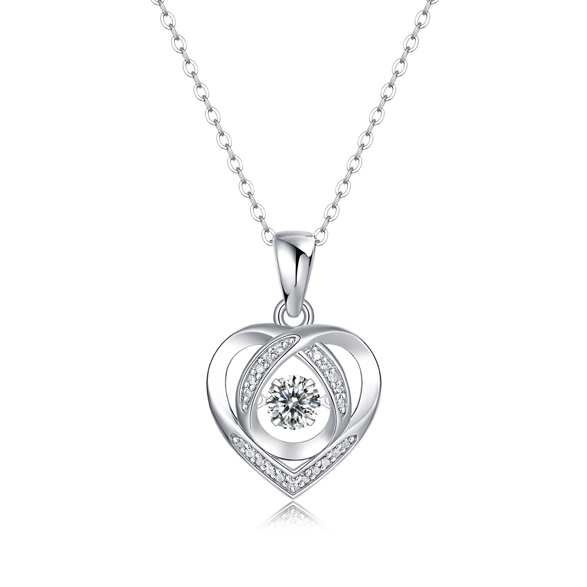 Moissanite Heart Necklace Pendant - 0.5 Carat S925 Silver Platinum-Plated with GRA Certificate
