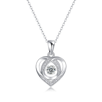 Moissanite Heart Necklace Pendant - 0.5 Carat S925 Silver Platinum-Plated with GRA Certificate