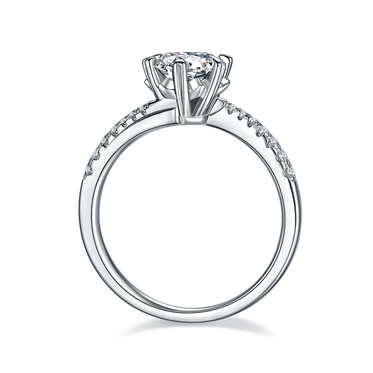 1 Carat Moissanite Sterling Silver Wedding Ring - Platinum Plated