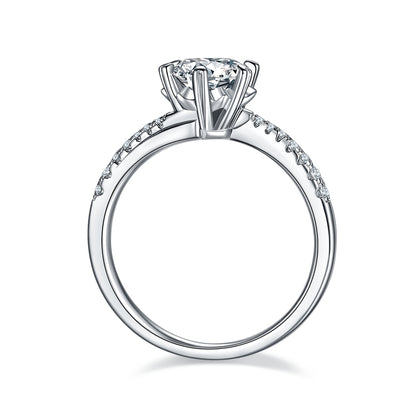 1 Carat Moissanite Sterling Silver Wedding Ring - Platinum Plated