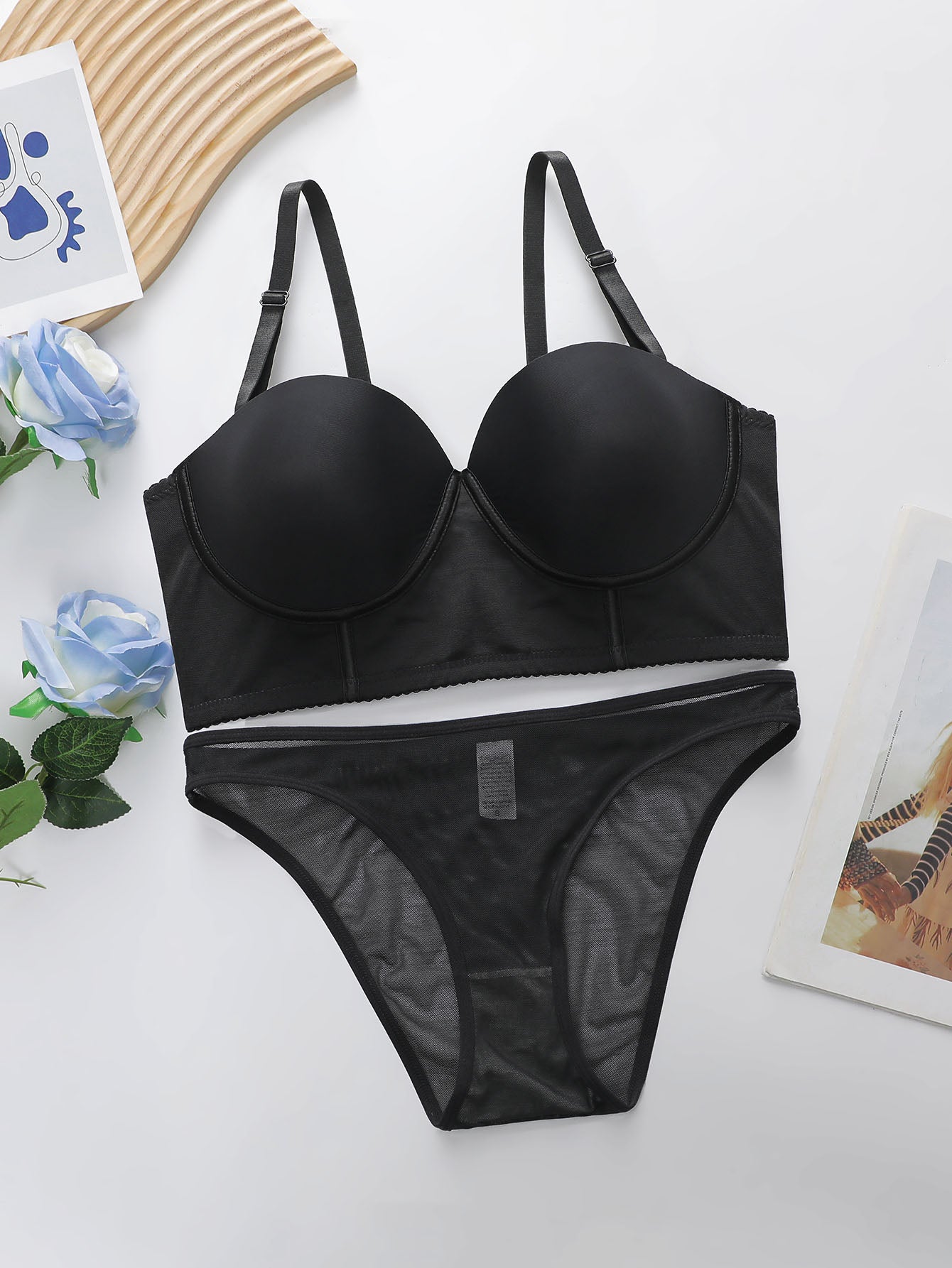 Women's Push-Up Bra and Panty Set - Breathable Comfortable Lingerie