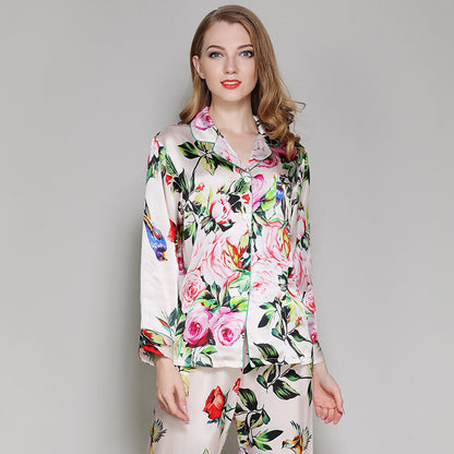 Luxe Silk Long-Sleeve Pajama Set - Two-Piece Sleepwear