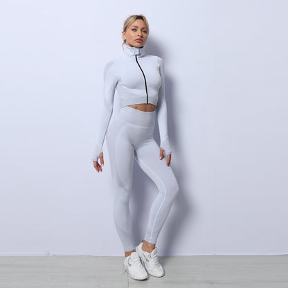 Women's 3-Piece Seamless Yoga Set - Sports Bra, Crop Top & Leggings Gym Outfit
