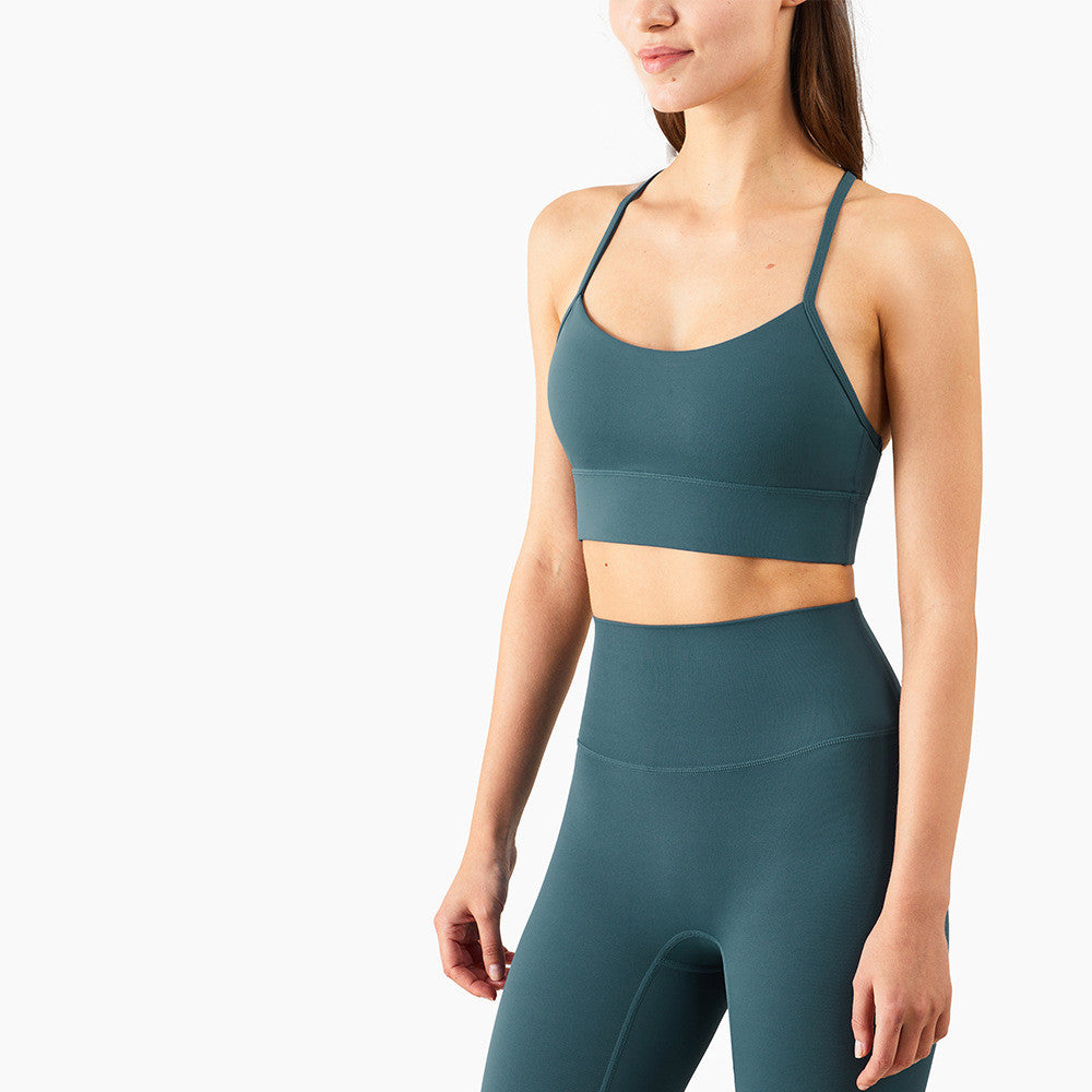 Y-Shaped Sports Bra - Wireless Gathered Support for Yoga and Fitness