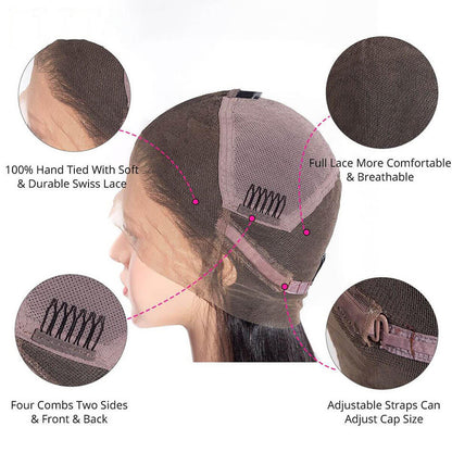 Full Lace Human Hair Wig - 10A Grade Hand-Woven Real Hair
