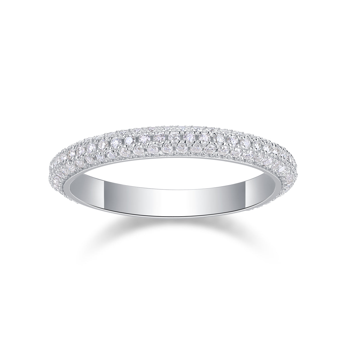 Moissanite Sterling Silver Wedding Ring Set - Platinum Plated Band