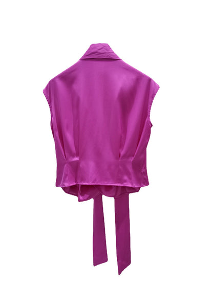 V-Neck Wrap Tie Waist Silk Shirt | Premium Women's Blouse