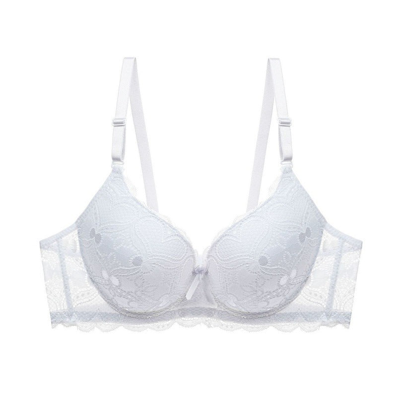 Lace Push-Up Bra - 3/4 Cup Underwire with Hollow Design