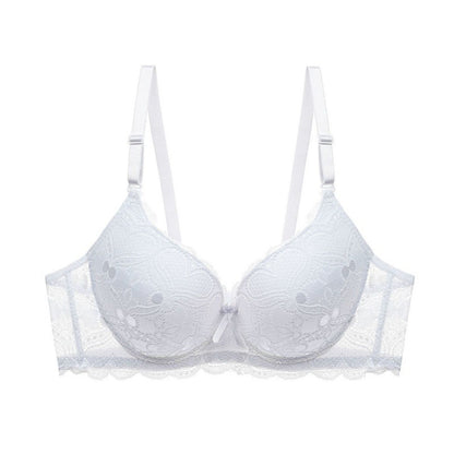Lace Push-Up Bra - 3/4 Cup Underwire with Hollow Design