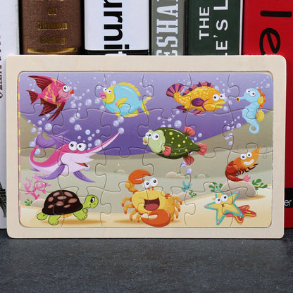 Kids Wooden Jigsaw Puzzle Toy - Educational Animal & Theme Designs for Ages 3+