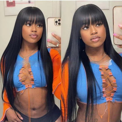 Natural Color Full Lace Human Hair Wig - Machine Made Construction