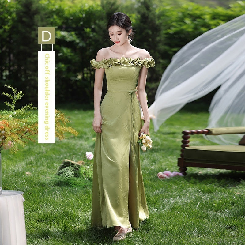 Women's Green Sleeveless High-Waist Bridesmaid Dress — Multiple Lengths & Styles