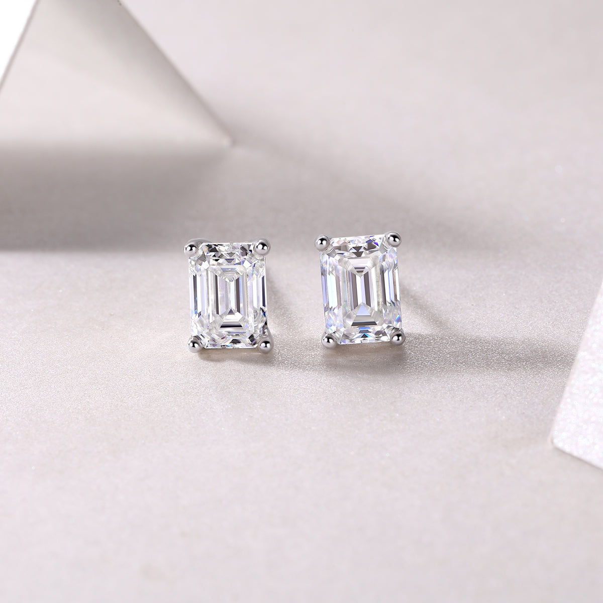 Moissanite Stud Earrings - S925 Silver Platinum Plated Octagonal Cut