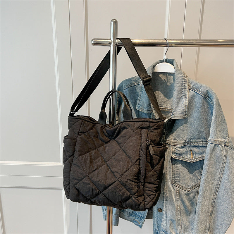 Nylon Crossbody Commuter Bag - Lightweight Portable Shoulder Bag with Soft Handle