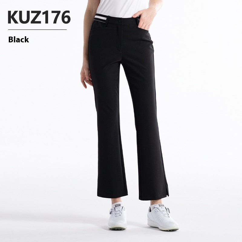 Women's Flared Elastic Waist Sports Pants - Cotton Blend Golf Trousers