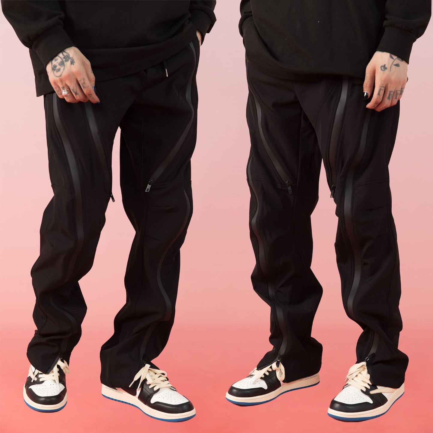 Men's Cotton Zipper Pants - Loose Straight Fit Hip Hop Style Trousers