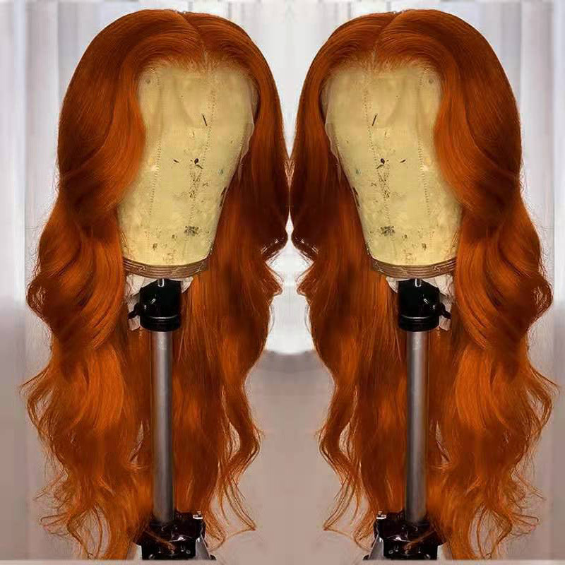European American Dark Orange Wig Hair Set - Real Human Hair Smooth Exotic Style