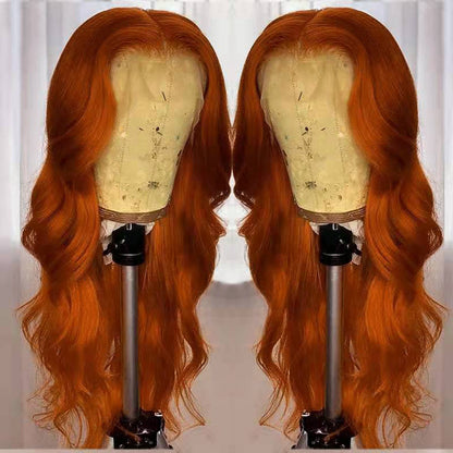 European American Dark Orange Wig Hair Set - Real Human Hair Smooth Exotic Style