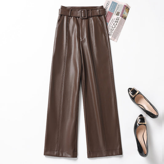 Women's High-Waisted Wide-Leg Faux Fur Pants - Extra Thick with Slight Stretch
