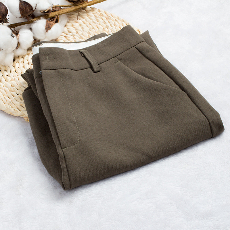 High Waist Straight Leg Professional Suit Pants - Women's Nine-Point Trousers