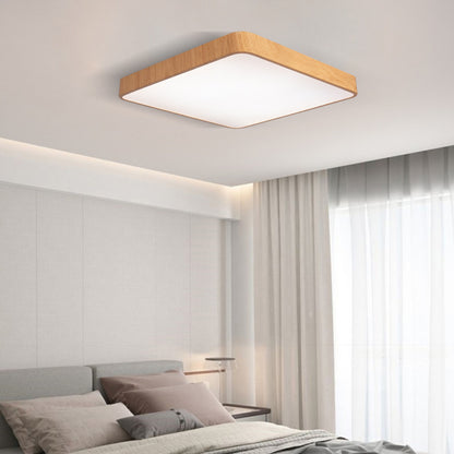 Nordic LED Wood Grain Ceiling Light - Modern Iron Art Bedroom Light with Dimming