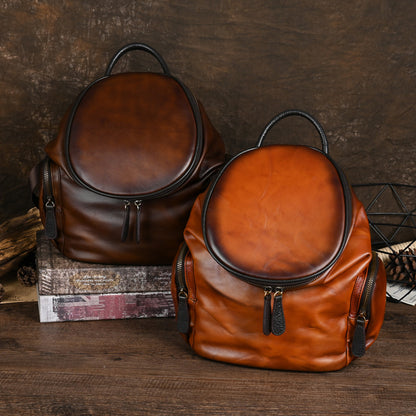 Soft Leather Backpack - Retro Forest Style Women's Bag