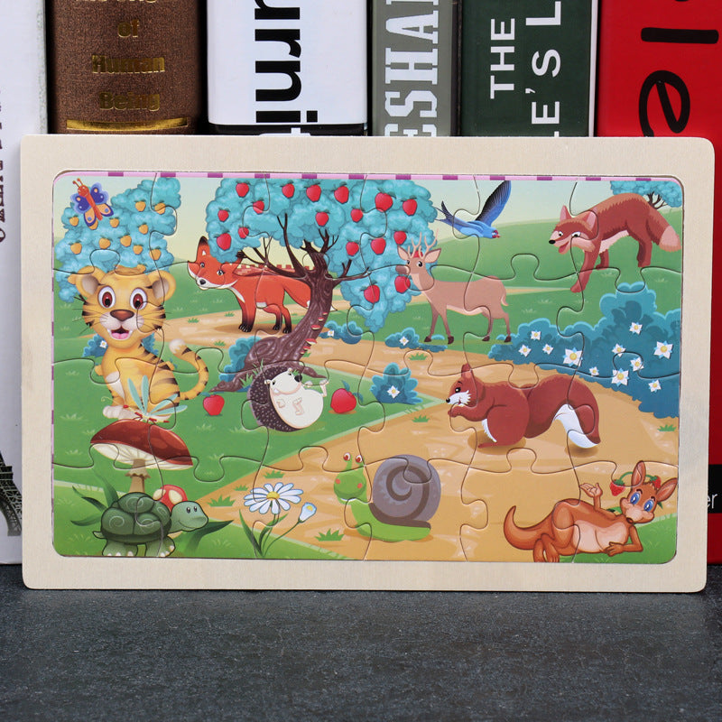 Kids Wooden Jigsaw Puzzle Toy - Educational Animal & Theme Designs for Ages 3+