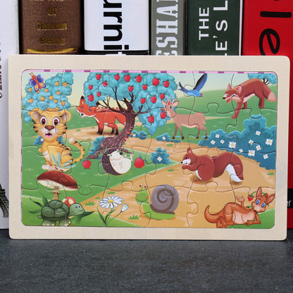 Kids Wooden Jigsaw Puzzle Toy - Educational Animal & Theme Designs for Ages 3+