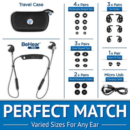 BeHear NOW Bluetooth Earbuds with Hearing Enhancement Technology