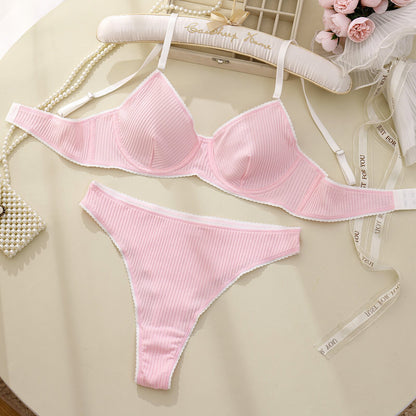 Women's Cotton French-Style Bra and Panties Set - Comfortable Underwire Lingerie