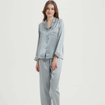 Women's Luxe Silk Two-Piece Pajama Set - 100% Pure Mulberry Silk Long Sleeve Sleepwear