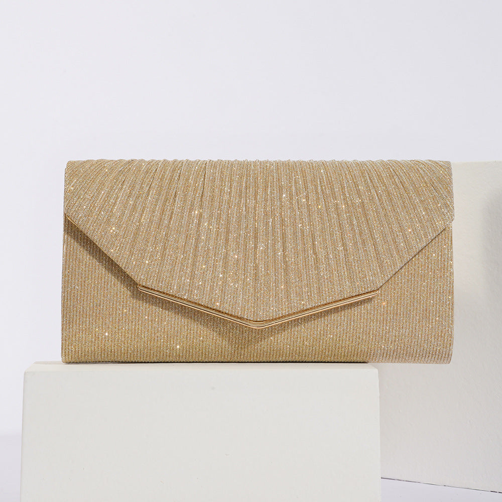 Vintage Evening Clutch Pillow Bag - Retro Pleated Flap Handbag for Parties