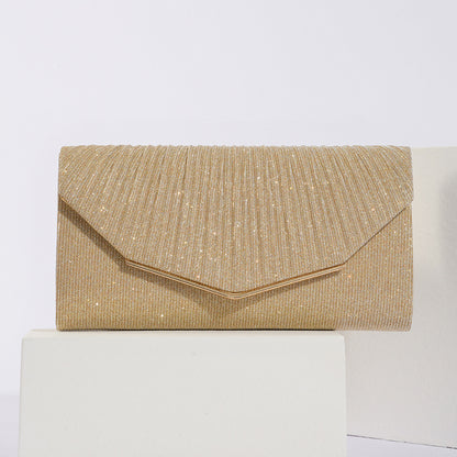 Vintage Evening Clutch Pillow Bag - Retro Pleated Flap Handbag for Parties