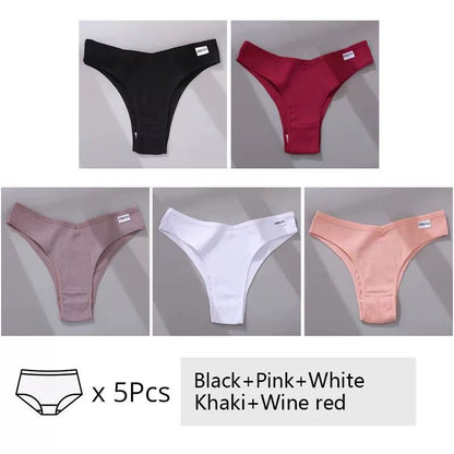 Women's Cotton Underwear 5-Piece Set - Mid-Rise Comfort Panties M-XL