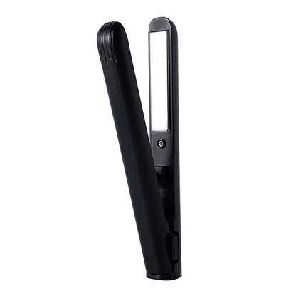 USB Mini 2-in-1 Hair Curler & Straightener | Portable Dual-Use Styling Tool | Dark Green, Pink, White, Blue