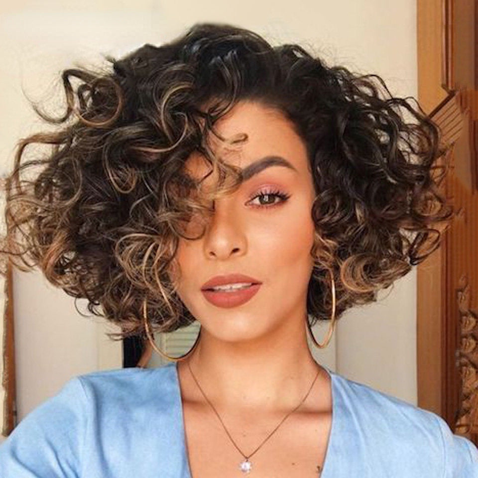 Women's Human Hair Lace Curly Wig - Natural Looking Headpiece