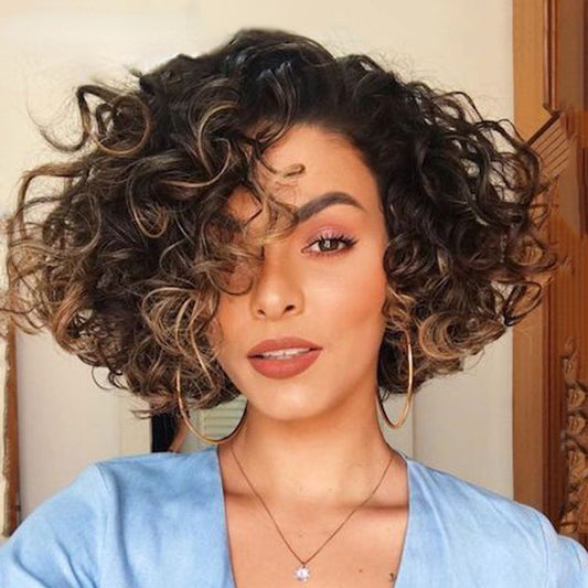 Women's Human Hair Lace Curly Wig - Natural Looking Headpiece