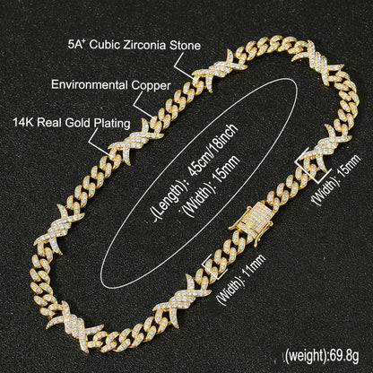 Geometric Zircon Necklace - Copper Clavicle Chain with Electroplated Finish