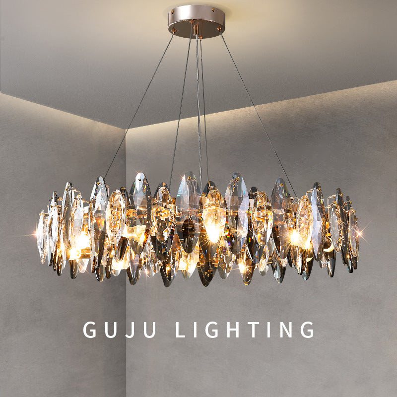 Modern Crystal Chandelier - K9 Crystal Ceiling Light with Three-Color Lighting