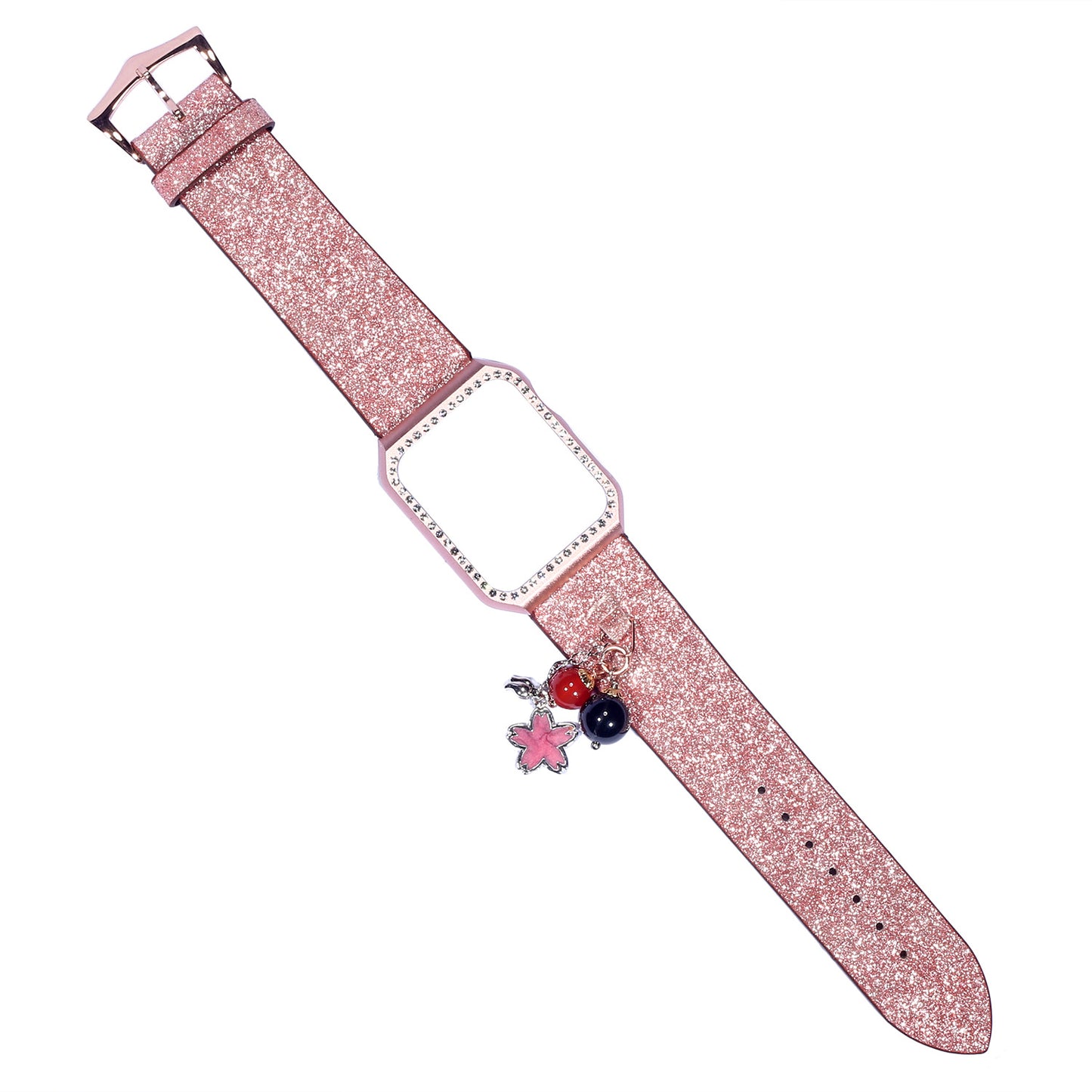 Apple Watch Glitter Sequin Leather Strap with Star Ball Charm - 38mm/42mm Compatible