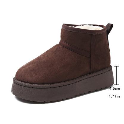 Women's Faux Fur Lined Suede Ankle Boots - Thick Sole Casual Footwear