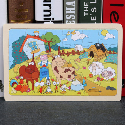 Kids Wooden Jigsaw Puzzle Toy - Educational Animal & Theme Designs for Ages 3+