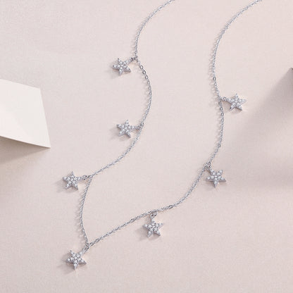 Star Moissanite Pendant Necklace - S925 Silver Platinum Plated Light Luxury Jewelry