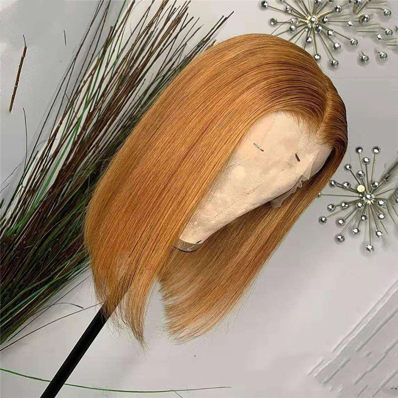Blonde Human Hair Lace Front Wig - Natural Texture with Forehead Lace