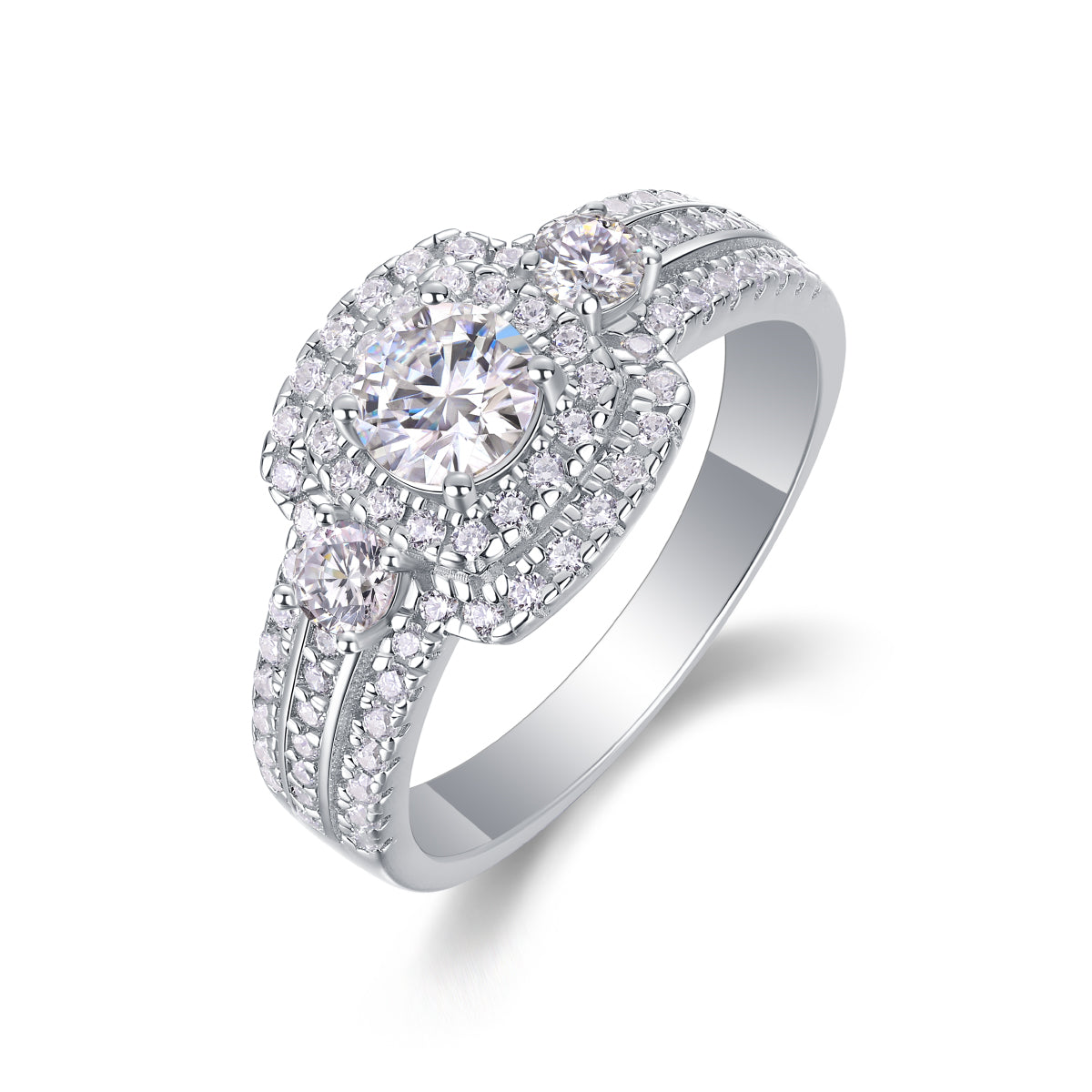 Moissanite Wedding Ring Set - 0.5 Carat S925 Sterling Silver with Gold Plating