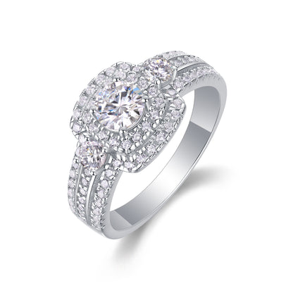 Moissanite Wedding Ring Set - 0.5 Carat S925 Sterling Silver with Gold Plating