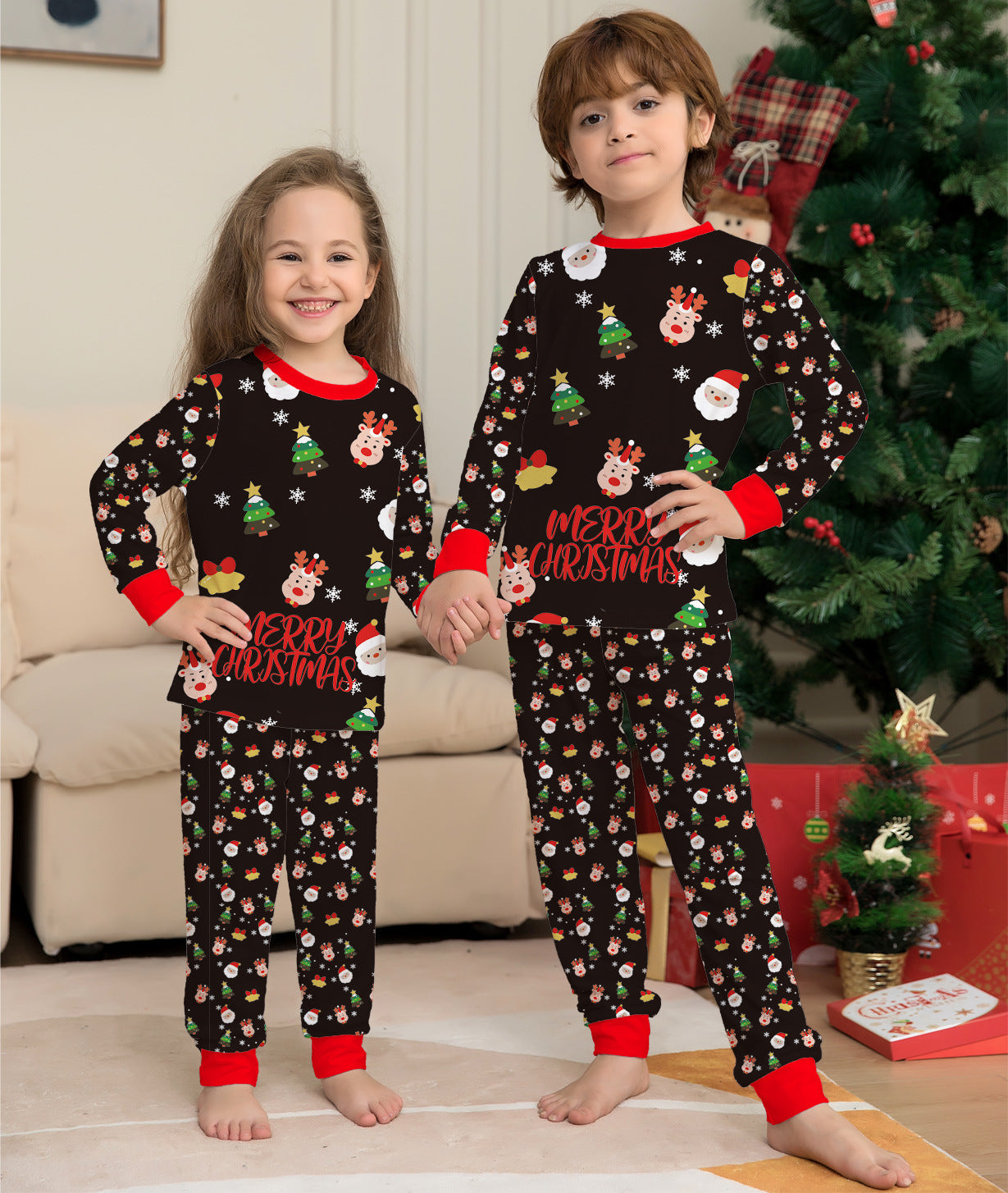 Family Matching Christmas Pajamas - Cotton Holiday Sleepwear Set
